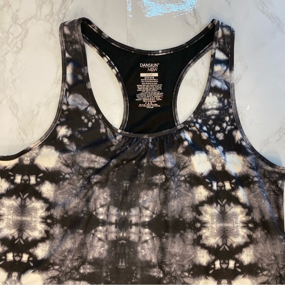 Danskin loose fit black and white tie dye racerback workout top - Picture 3 of 7